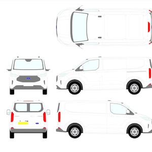 Ford Transit Custom 2024-2025 Vehicle Template Mock Up Design Download L1H1 SWB Rear Windows