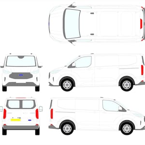Ford Transit Custom 2024-2025 Vehicle Template Mock Up Design Download L1H1 SWB Double Sliding Door Rear Window