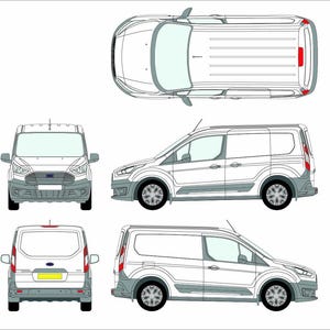 Ford Transit Connect 2018-2024 Vehicle Template Mock Up Design Download L1H1 SWB Tailgate