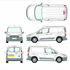 Ford Transit Connect 2018-2024 Vehicle Template Mock Up Design Download L1H1 SWB Rear Window