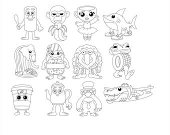 Italian Steal Brainrot Characters SVG AI EPS Vector Clipart Bundle Printable Tun Tung Tung Shahur Tralalero Tralala Bombardino Crocodilo