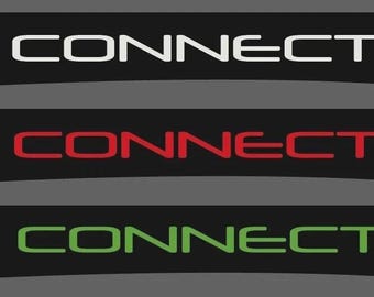 May include: Three horizontal black banners with the word "CONNECT" in white, red, and green. The text is in a sans-serif font and centered on each banner. The banners are set against a gray background.