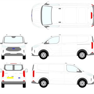 Ford Transit Custom 2024-2025 Vehicle Template Mock Up Design Download L1H1 SWB Tailgate
