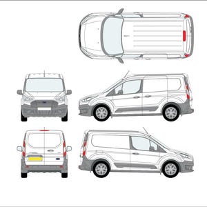 Ford Transit Connect 2018-2024 Vehicle Template Mock Up Design Download L1H1 SWB