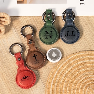 Leather AirTag Keychain | Custom Engraved Case | Personalized Gift
