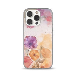 Watercolor painting Phone Case Flowers cover for iPhone 16e, 14, 13, 12, 11, SE, Samsung S25 Edge, A15, S21, S23, Pixel 9A, 8 Pro
