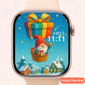 Christmas Gnome Hot Air Balloon Apple Watch Wallpaper (Digital Download)