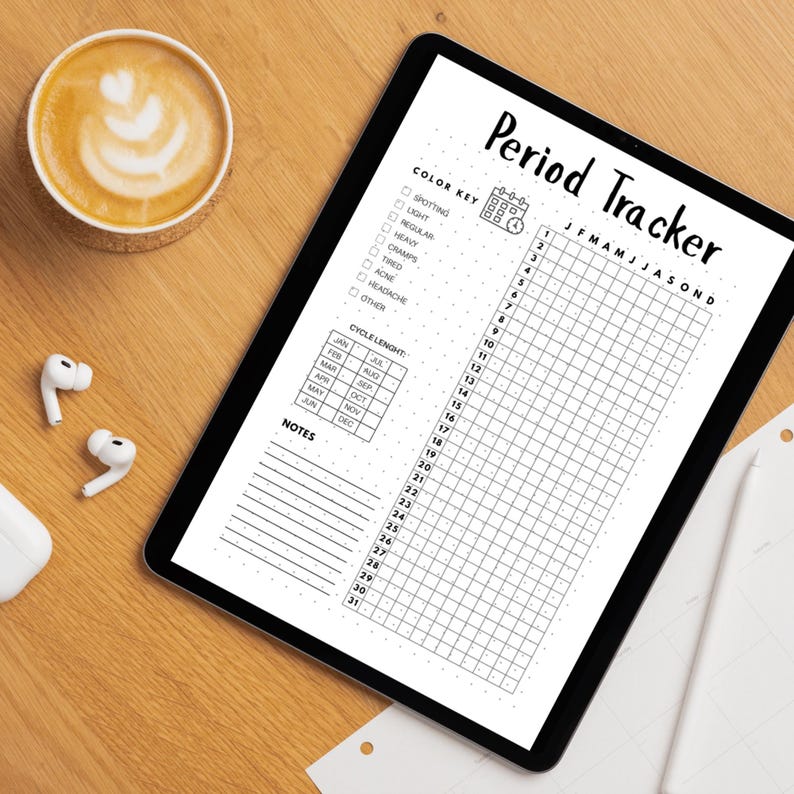 Period Tracker Printable | Monthly Cycle Tracker Symptom Log A4 A5 PDF ...