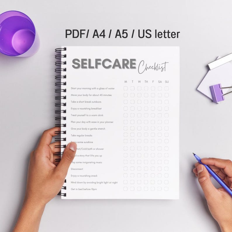 Self Care Checklist Printable | Weekly Wellness Tracker Planner PDF ...