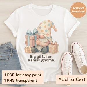 Birthday Gnome PNG: Pastel Gift Clipart (Digital Download, CMYK, 300 DPI Resolution )