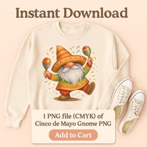 Cinco de Mayo Gnome PNG: Fiesta Party Clipart (Digital Download