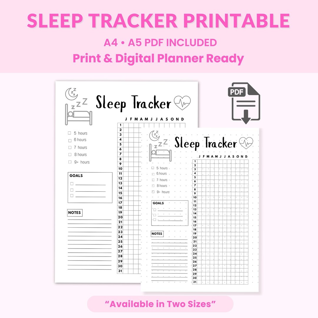 Sleep Tracker Printable | Night Routine Sleep Log Wellness Planner A4 ...