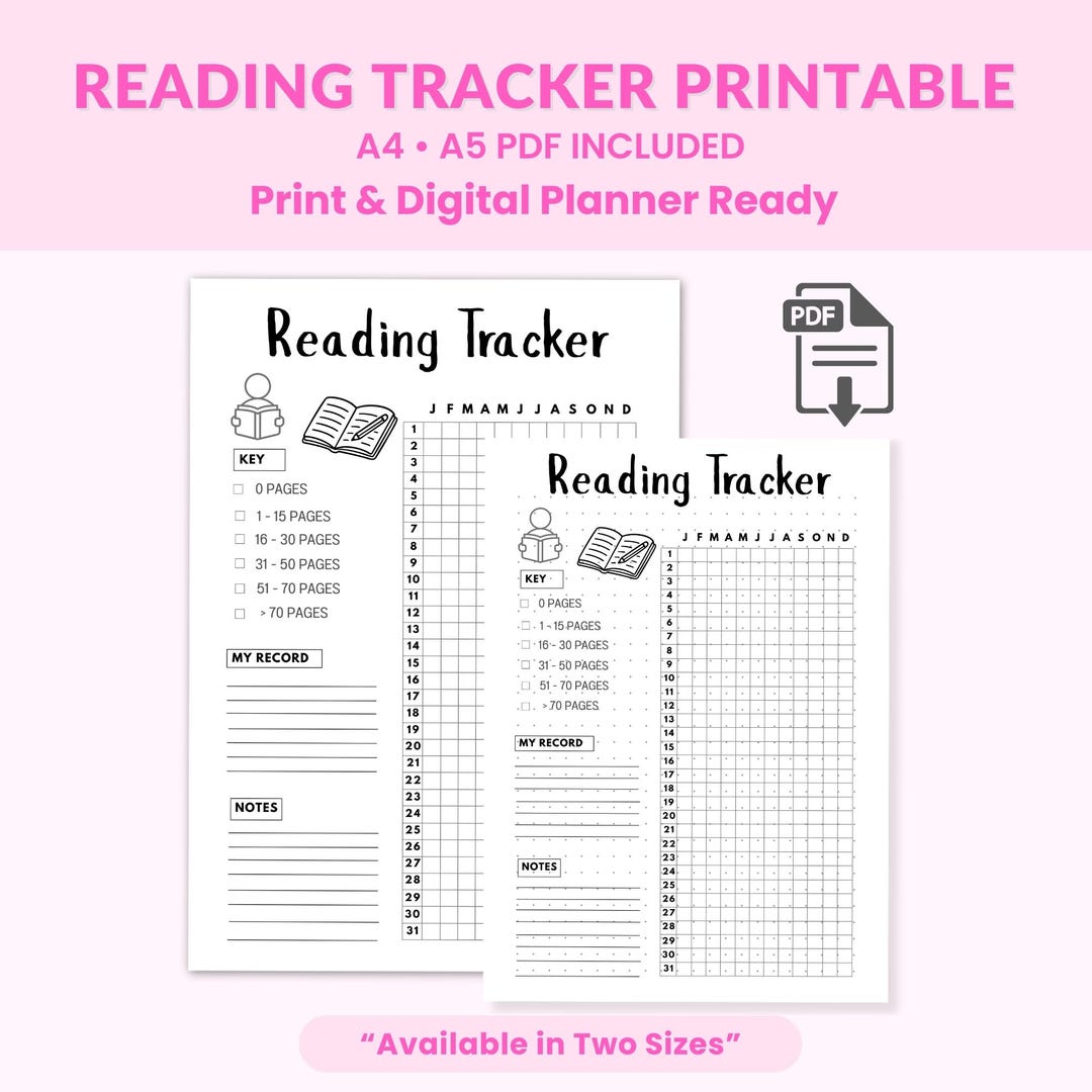 Reading Tracker Printable | Book Log Habit Planner A4 A5 PDF Download ...