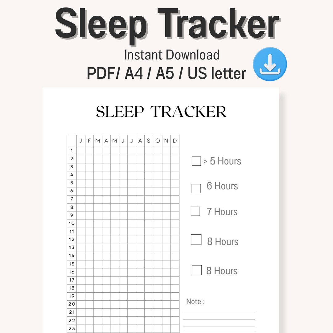 Sleep Tracker Printable | Monthly Sleep Log Wellness Planner PDF ...