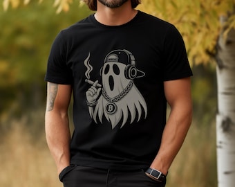 Streetwear Ghost Bitcoin Unisex T-Shirt | Halloween Crypto Shirt