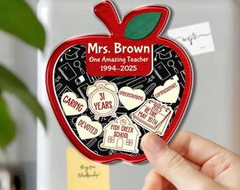 Personalized Teacher Apple Magnet With Students Name, Thank You Teacher Gift, Kindergarten 4D Shaker Magnet, Teacher Appreciation Gift