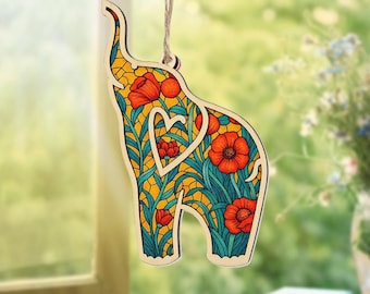 Elephant Friendship Ornament – Rustic Wood & Acrylic Sisterhood Gift