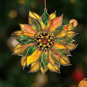 Sunflower Suncatcher: Stained Glass Effect Acrylic Ornament