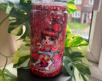 Red Snowglobe Glitter Tumbler 16oz