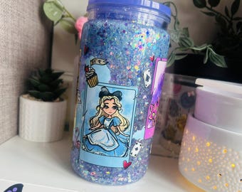 Vaso con purpurina de bola de nieve de 16 oz