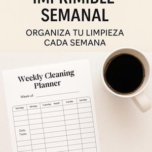 Weekly Cleaning Planner Printable | Weekly Cleaning Planner PDF | Home Organization | Digital Download | Spanish and English