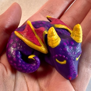Sleeping Clay Dragon Painted Figurine