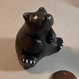 Sitting Clay Bear Painted Figurine