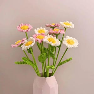 Crochet daisy flower, hand made, personalized gift for teacher, home decoration, desk decoration, crochet daisy bouquet