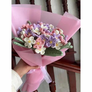 Handmade Crochet Forget me nots,Forget me not Bouquet,Crochet Desk Decor,Flower Arrangement,Mother&#39;s Day/Birthday/Wedding/Anniversary Gifts
