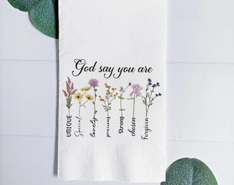 Personalized Floral Paper Napkins, Christian Religious Decor