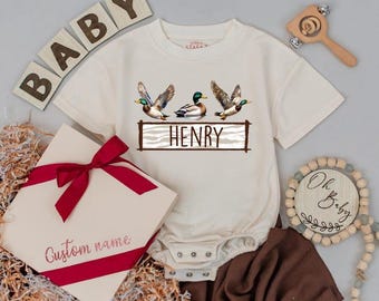 Personalized Mallard Duck Baby Romper – Hunting Outfit, Duck Lover Gift