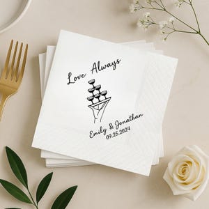 Personalized Wedding Napkins  Custom Love Always Cocktail Napkins with Names & Date, Elegant Reception Party Decor