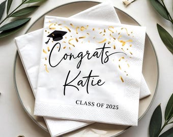 Personalized Graduation Napkins, Class of 2025, Congrats Grad