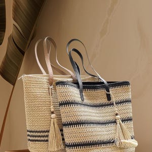 Sac à bandoulière en paille tressée – Cabas de plage d'été pour femme