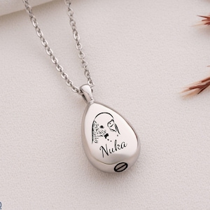 Personalized Pet Memorial Teardrop Urn Necklace: Stainless Steel Cremation Jewelry