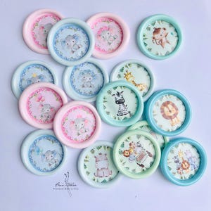 Adesivi con sigillo di ceralacca. Animali della Giungla,Safari. Sigilli per bambini per le feste,baby shower,compleanno,inviti,diari,regali.