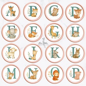 Sigilli 26 Lettere con animali ,Nomi,Bambini, Vari colori, Personalizzabili, Adesivi, Inviti, Bomboniere, Regali, Segnaposti, Scrapbooking