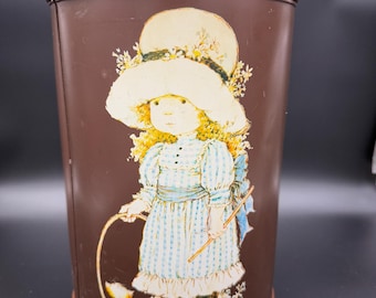 Caja de almacenamiento de hojalata, ilustración de Sarah Kay, vintage, grande, 28 cm