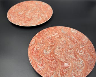 Porseleinen zijborden, Villeroy & Boch Medici, 1984-1998, perzik-zalmmarmerrand, set van 2