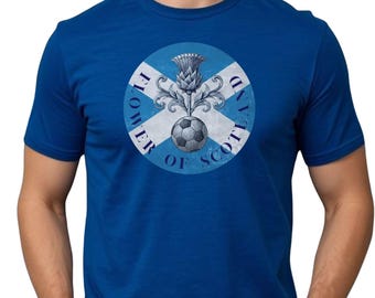 Maglietta della Coppa del Mondo di calcio 2026 della Scozia. Maglietta unisex in cotone con il fiore della Scozia.