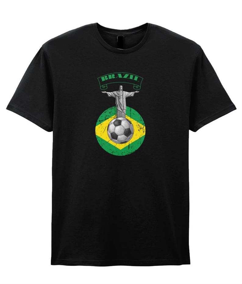 Brazil Football World 26 T-Shirt. Brazilian Flag Rio Unisex Tee image 5