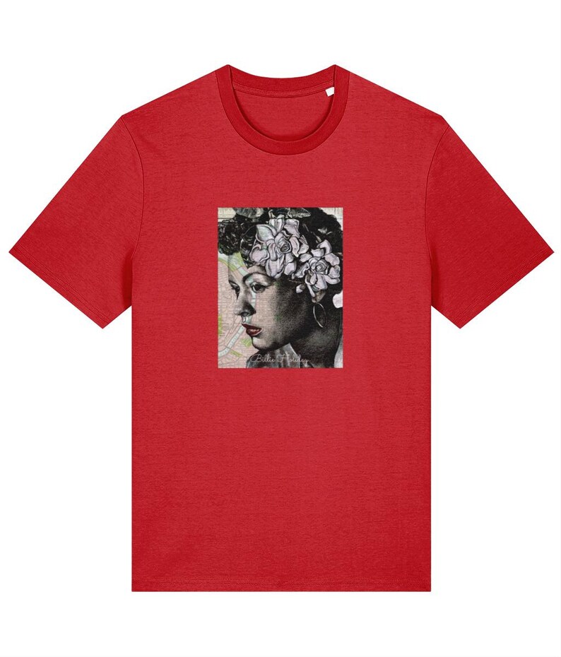 Billie Holiday T-Shirt/ Female Jazz Singer/ Unisex Organic Cotton Tee image 4