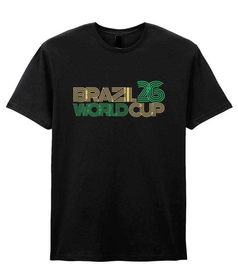 Brazil Retro Style World Cup 26 T-Shirt. Unisex Cotton Football Tee image 3