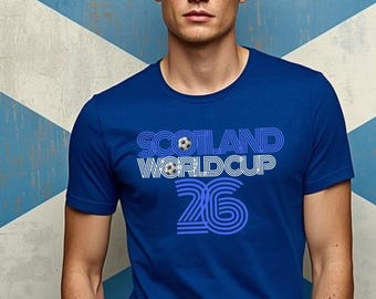 Scotland Retro Football T-Shirt. World Cup 26 Unisex Cotton Tee