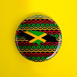 Jamaica Map Badge 25mm Jamaican and Proud