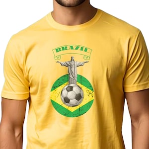 Brazil Football World 26 T-Shirt. Brazilian Flag Rio Unisex Tee image 2