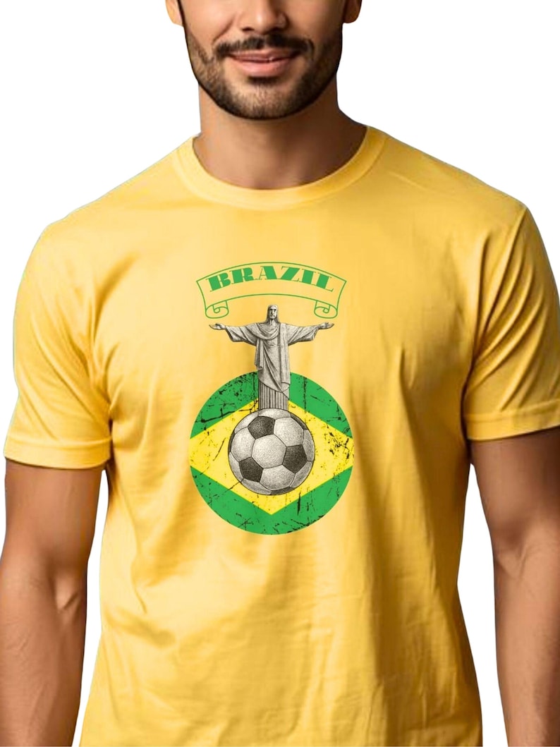 Brazil Football World 26 T-Shirt. Brazilian Flag Rio Unisex Tee image 2