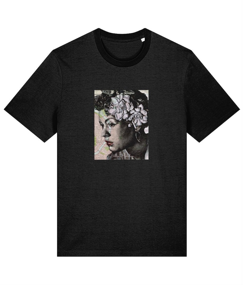 Billie Holiday T-Shirt/ Female Jazz Singer/ Unisex Organic Cotton Tee image 6