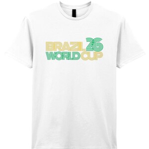 Brazil Retro Style World Cup 26 T-Shirt. Unisex Cotton Football Tee image 2