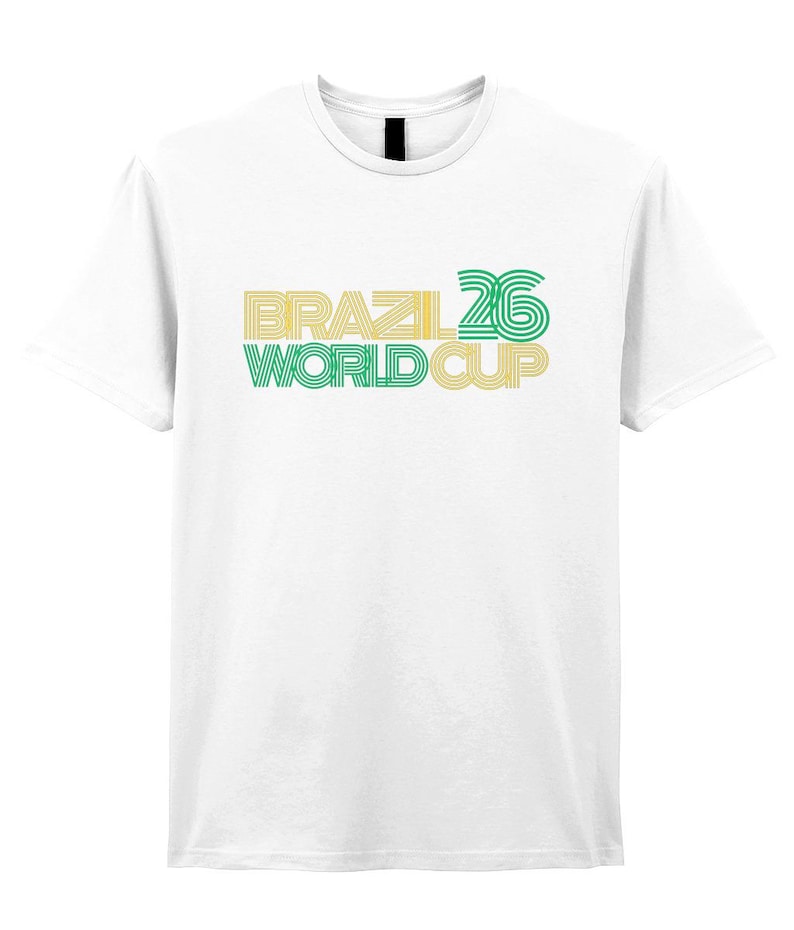 Brazil Retro Style World Cup 26 T-Shirt. Unisex Cotton Football Tee image 2